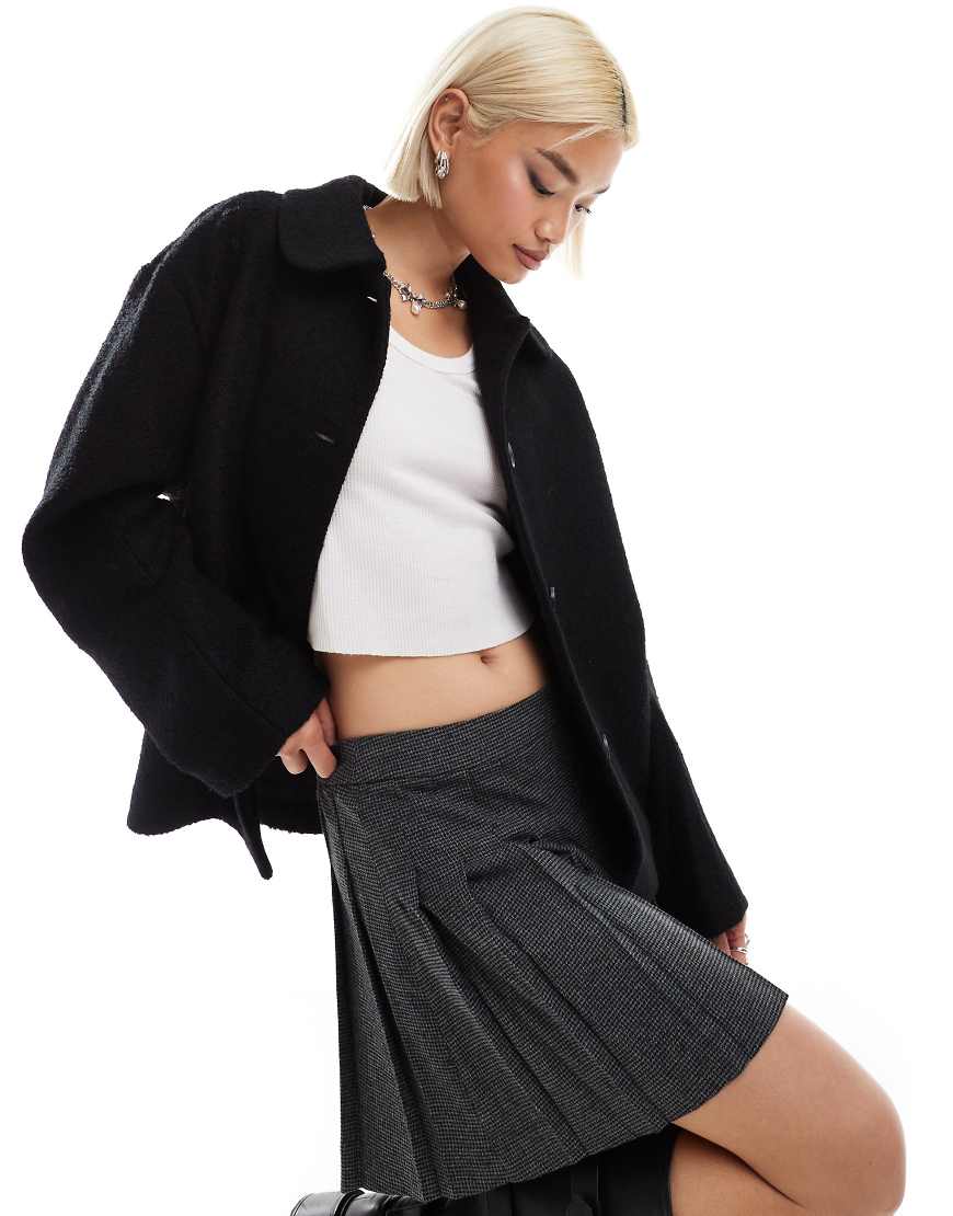 Monki - Mantel aus Wollmix in Schwarz von Monki