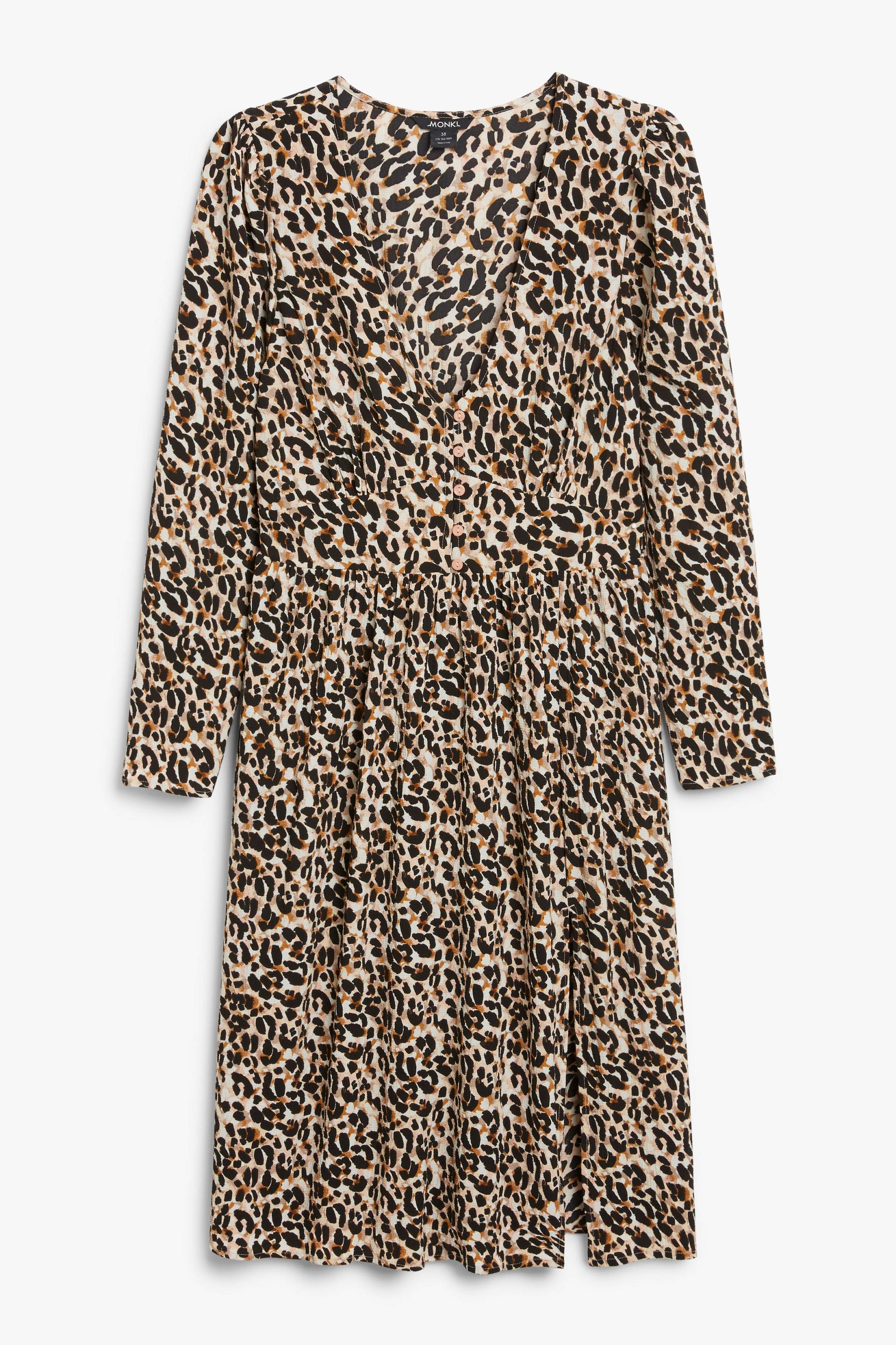 Monki Midikleid mit Leoprint und V-Ausschnitt Leopardenmuster, Alltagskleider in Größe 40. Farbe: Leopard print von Monki