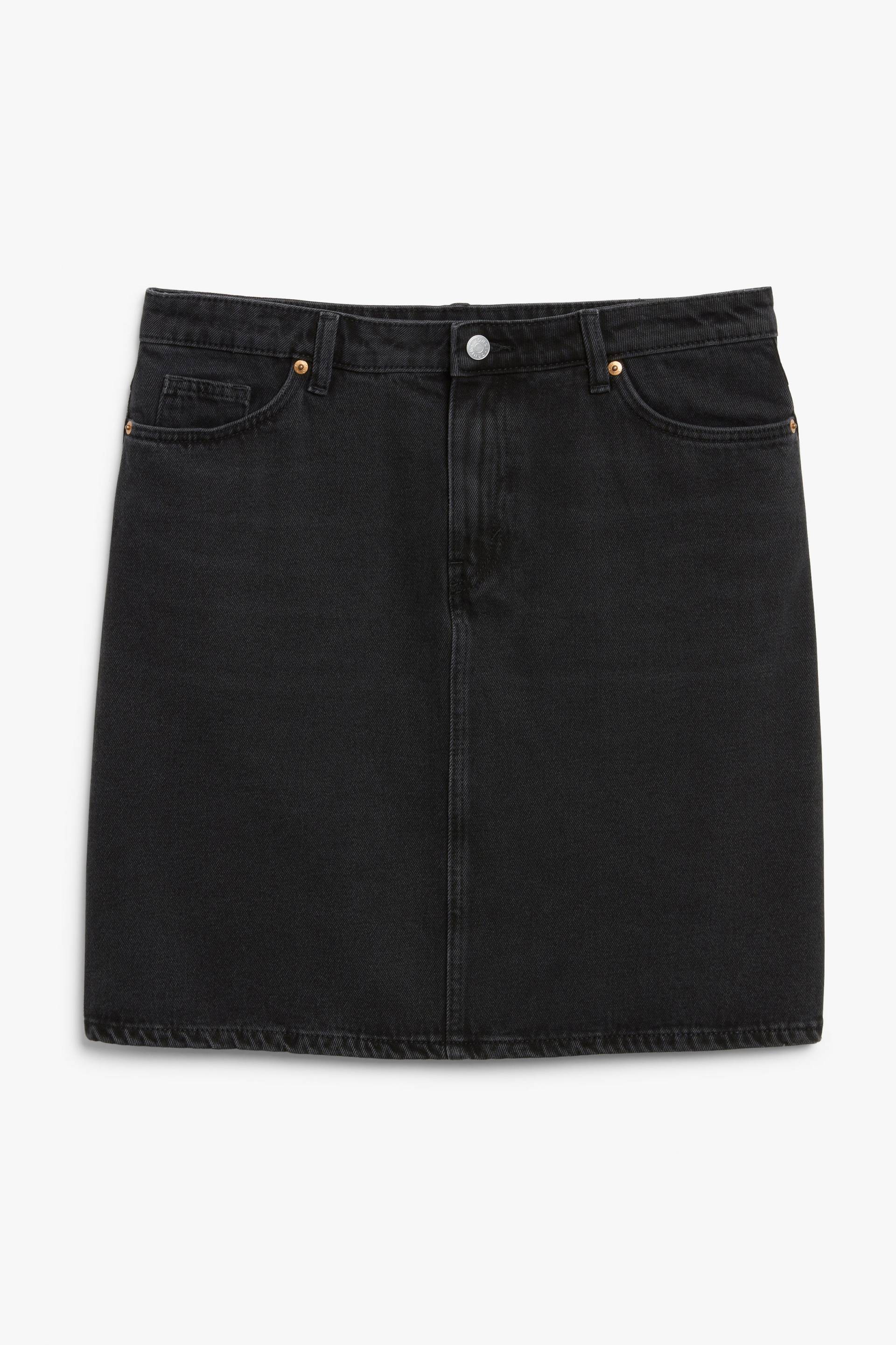 Monki Midirock aus Denim Verwaschenes Schwarz, Röcke in Größe 36. Farbe: Washed black von Monki