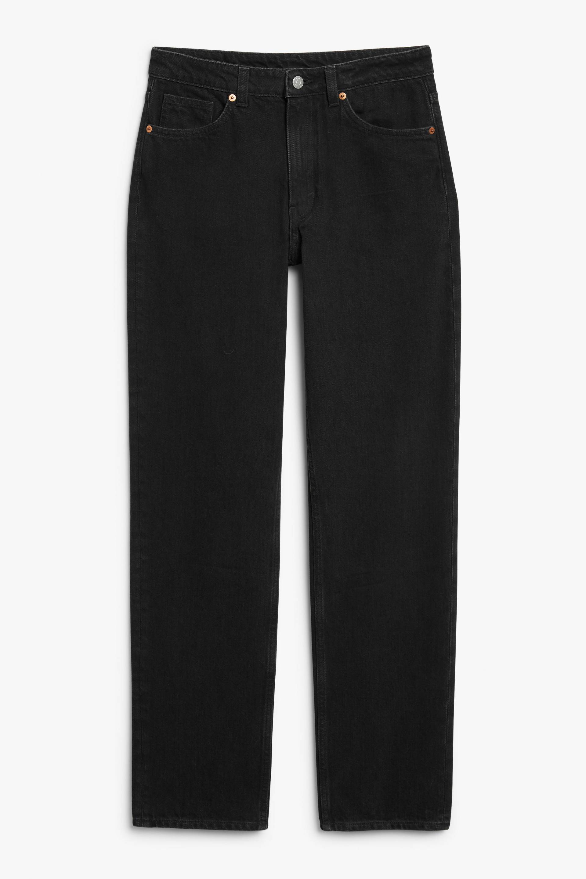 Monki Mittelhohe, gerade schwarze Jeans Yara Schwarz, Straight in Größe 26/32. Farbe: Black von Monki