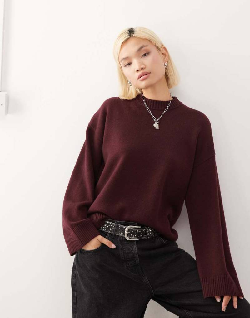 Monki - Oversize-Pullover in Burgunderrot mit überschnittener Schulter von Monki