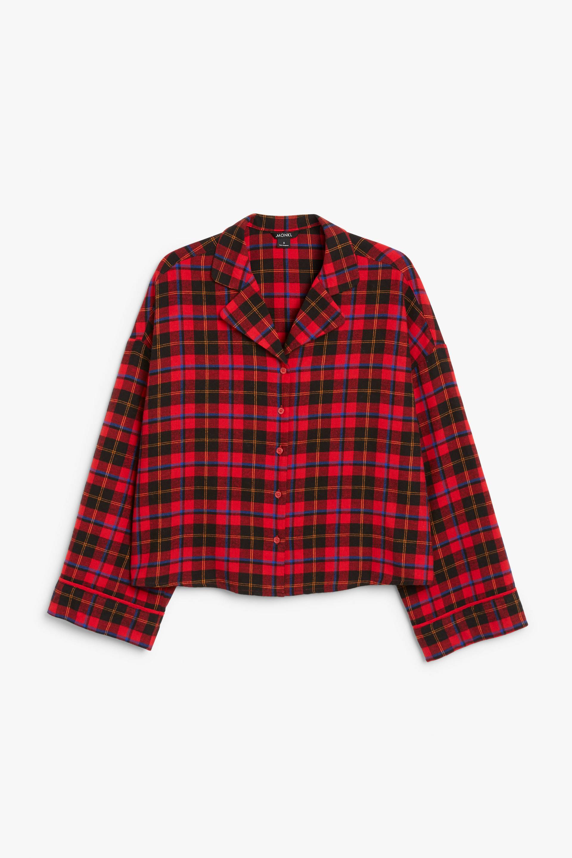 Monki Pyjamaoberteil mit rotem Schottenmuster Rotes Schottenkaro, Pyjama-Oberteile in Größe S. Farbe: Red tartan von Monki