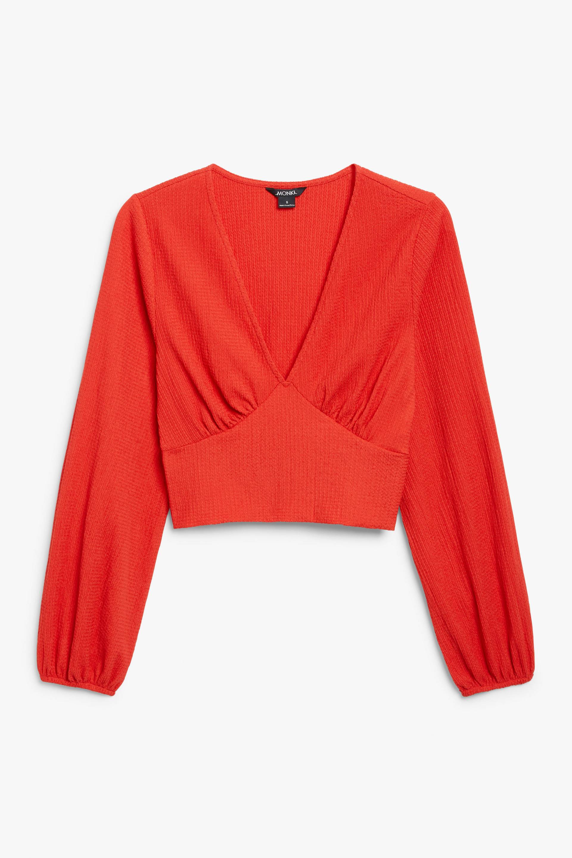 Monki Rote Bluse mit tiefem V-Ausschnitt Knallrot, Blusen in Größe XS. Farbe: Bright red von Monki