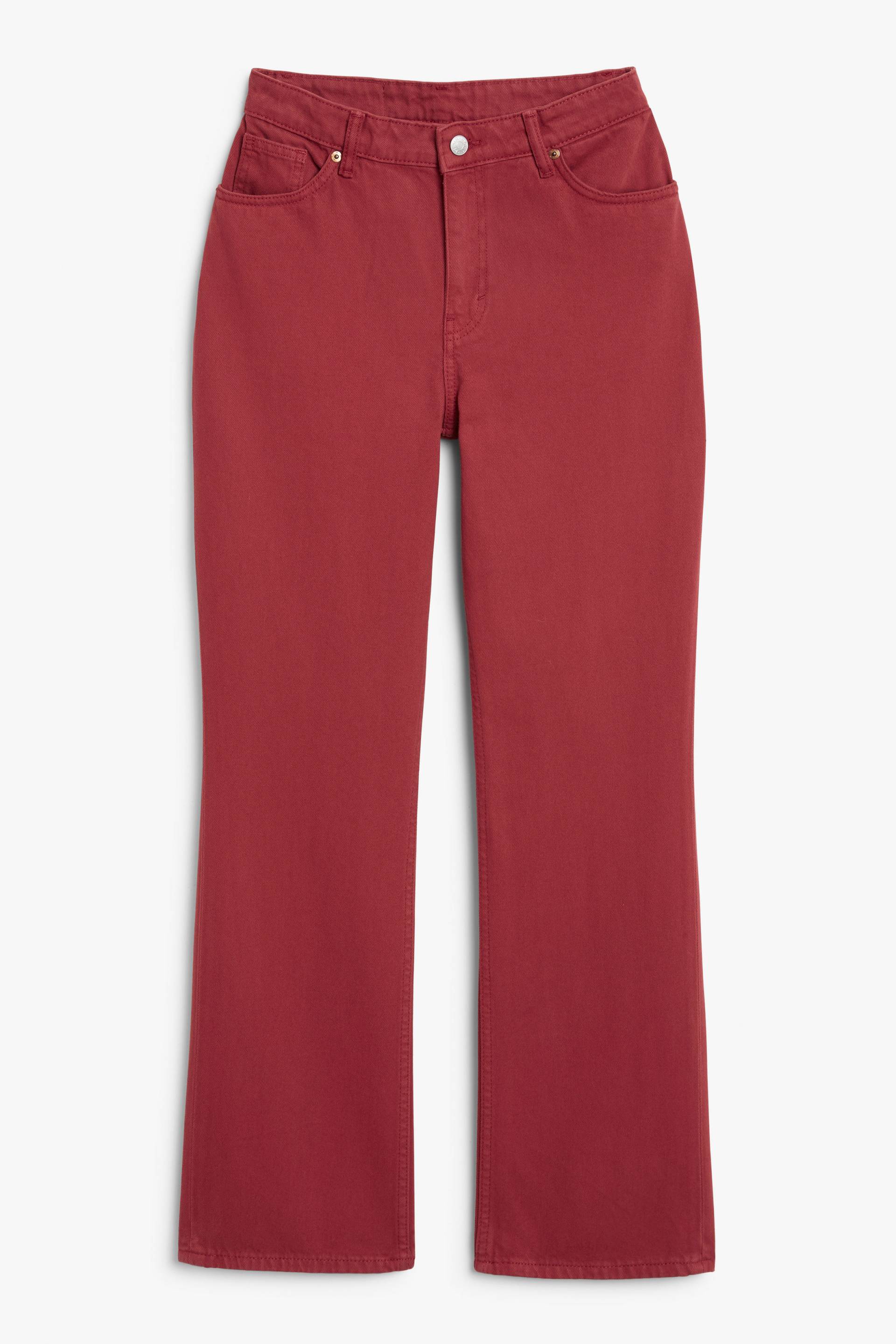 Monki Hoch sitzende rote Jeans Nea mit Bootcut Rot, Straight in Größe W 31. Farbe: Red von Monki