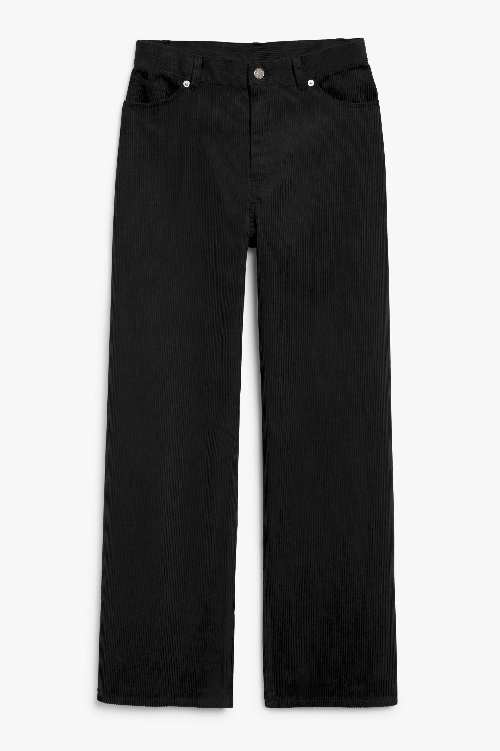 Monki Schwarze Cordhose mit weitem Bein Schwarz, Chinohosen in Größe 34. Farbe: Black von Monki