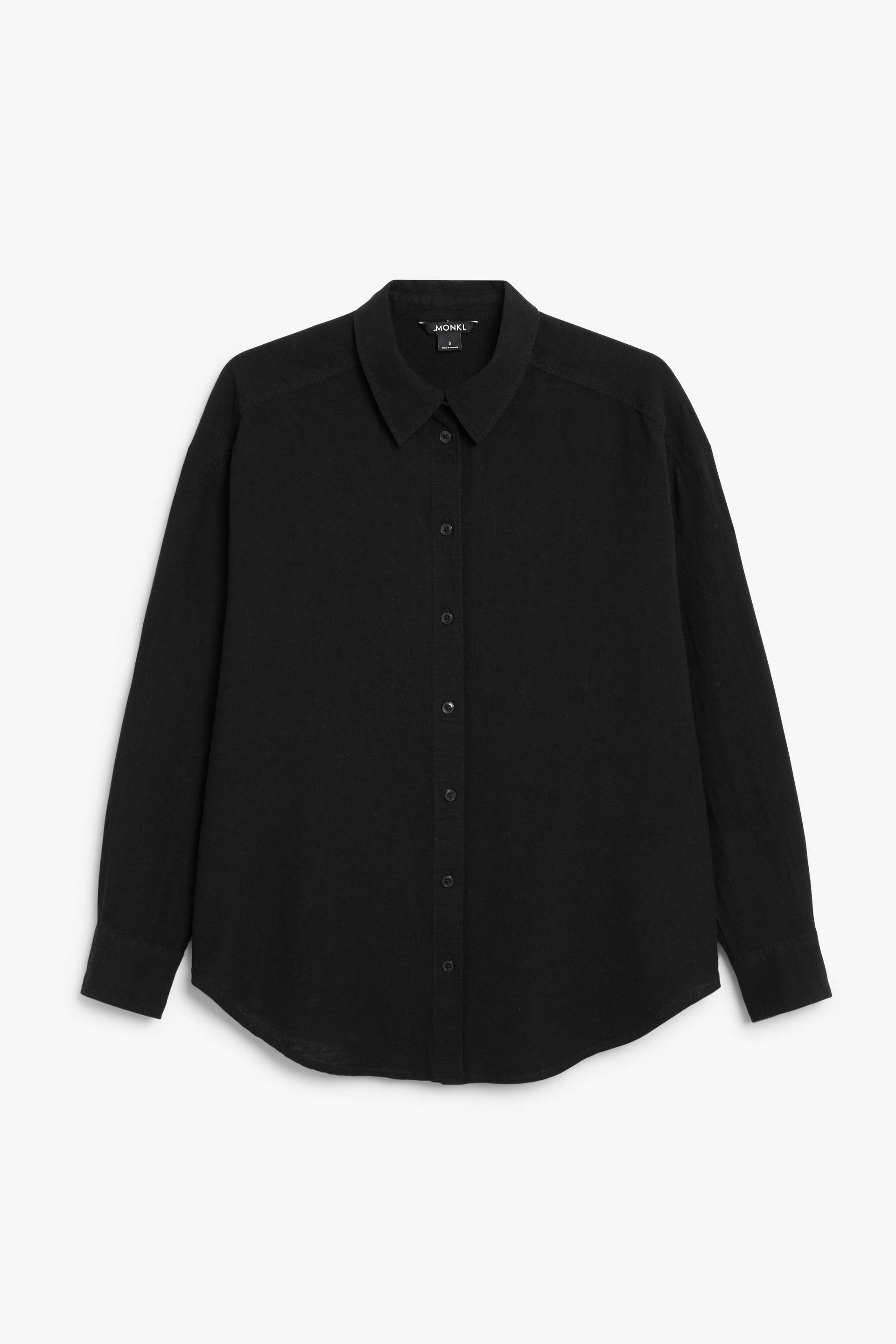 Monki Schwarzes Hemd aus Leinenmischung Schwarz, Freizeithemden in Größe L. Farbe: Black von Monki