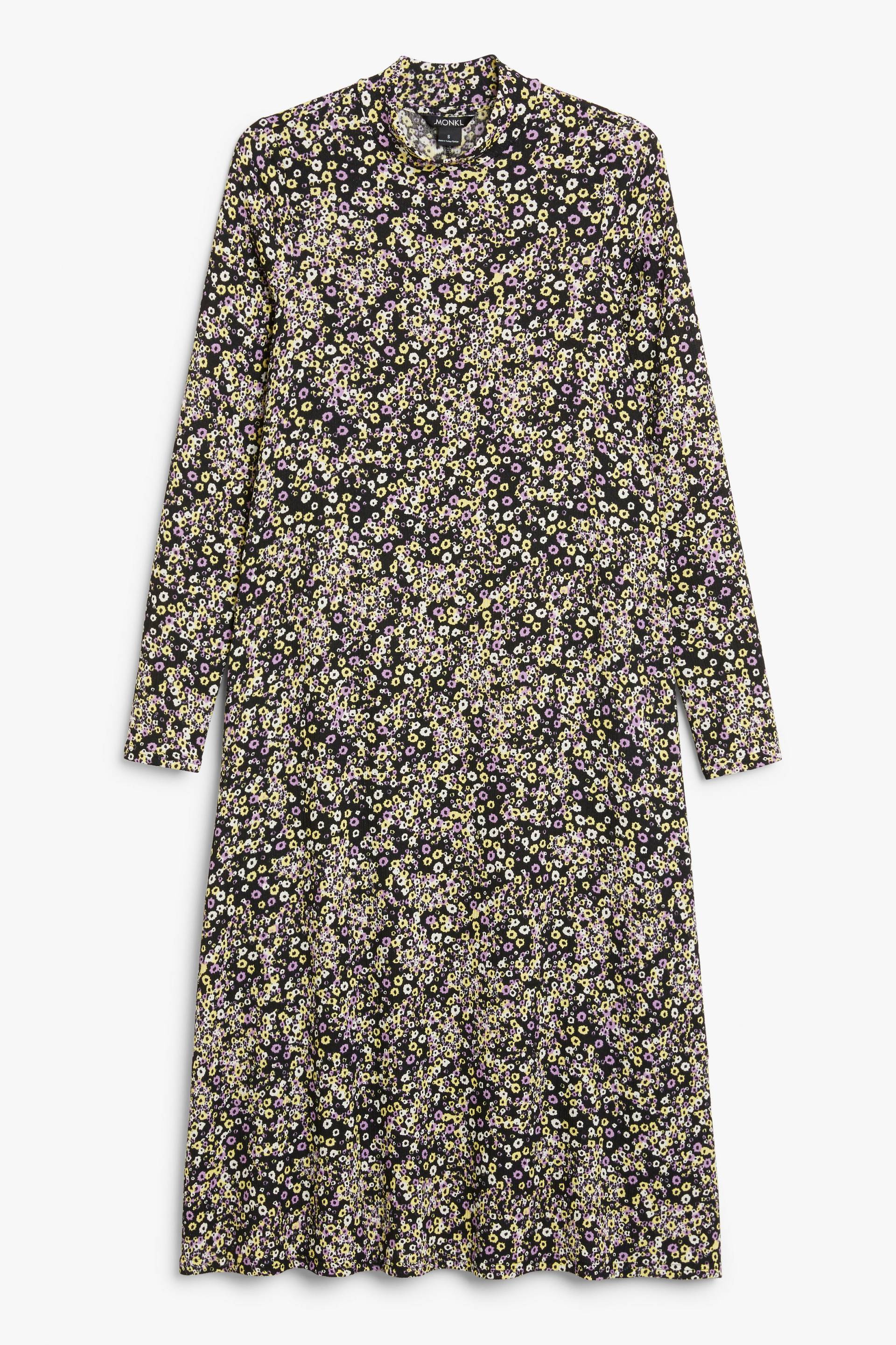 Monki Schwarzes Midi-Rollkragenkleid geblümt Schwarz/Geblümt, Alltagskleider in Größe XS. Farbe: Black floral von Monki