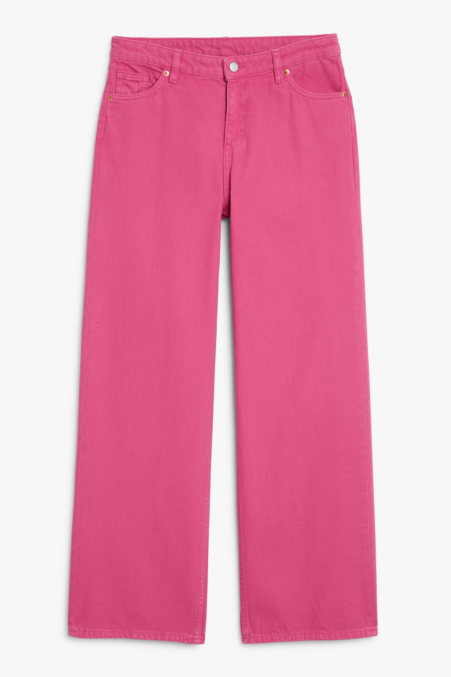 Monki Tief sitzende Jeans Naoki mit lockerer Passform Schockrosa, Baggy in Größe W 24. Farbe: Hot pink von Monki