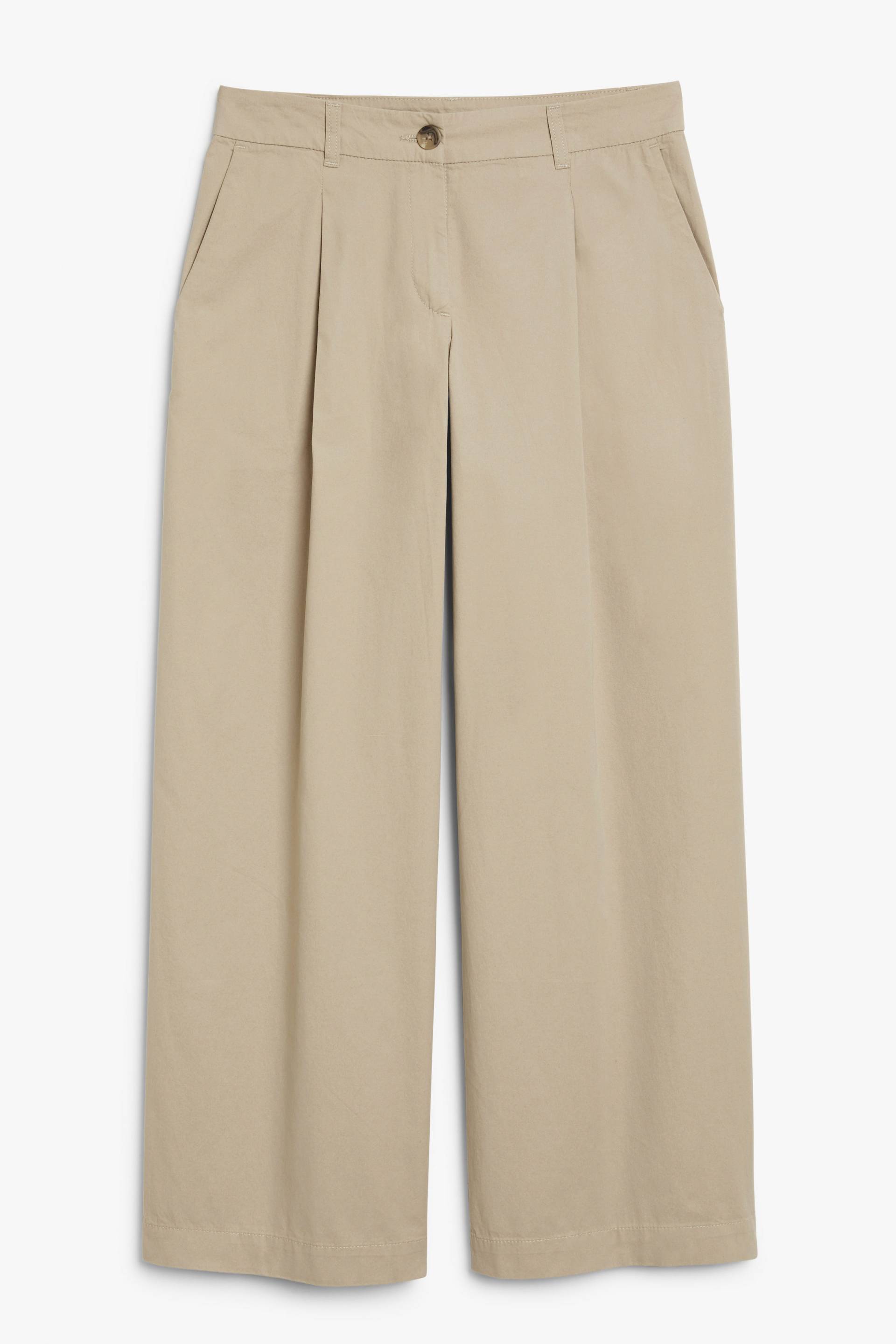 Monki Tief sitzende beige Canvas-Hose Sand, Chinohosen in Größe 48 von Monki