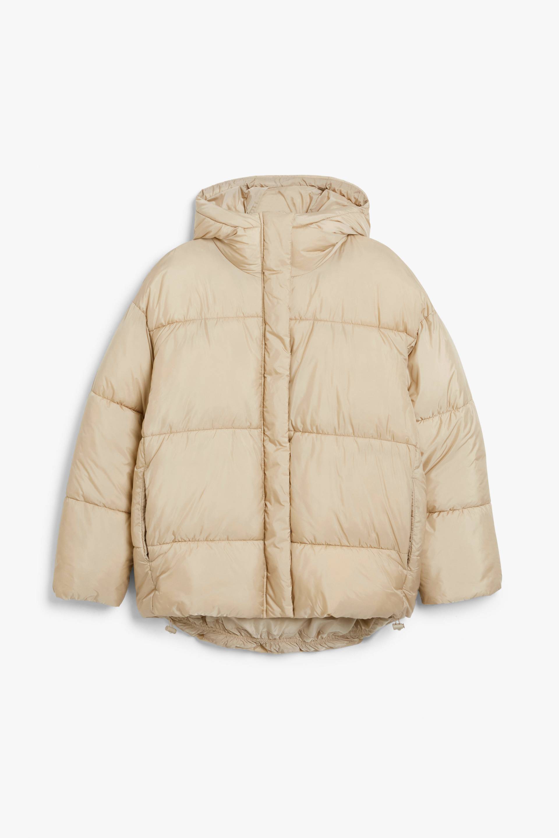 Monki Wattierte Oversized-Jacke mit Kapuze Beige, Jacken in Größe S von Monki