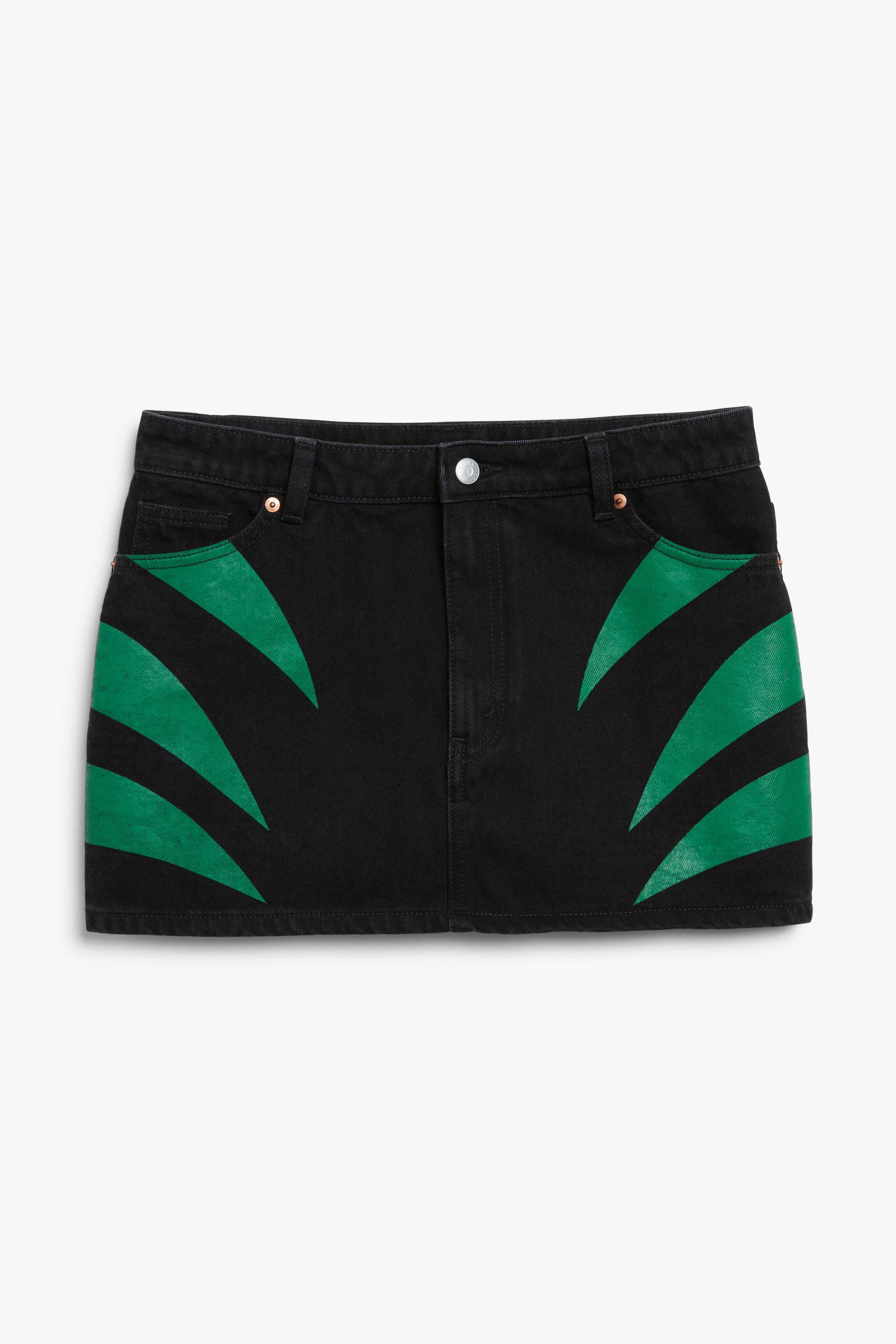 Monki × IGGY JEANS Minirock aus Denim Grüne Stacheln, Röcke in Größe 38. Farbe: Green spikes von Monki