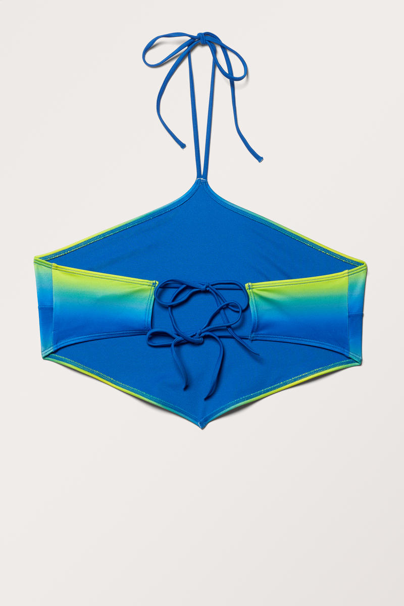 Neckholder-Bikini-Oberteil - Blau Gelb von Monki