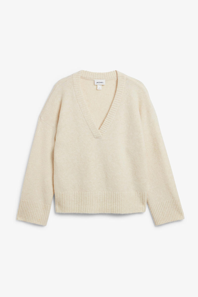 Oversize-Pullover Aus Wollmischung - Weiß von Monki