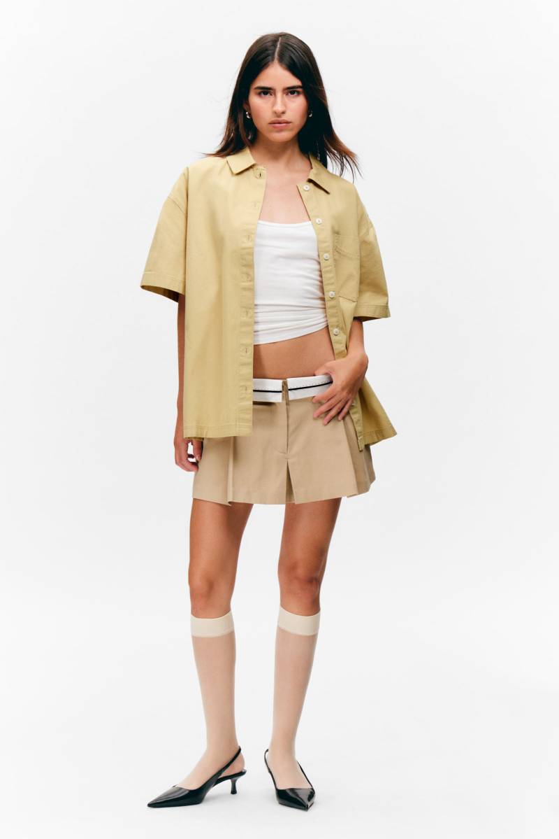 Oversized Cotton Canvas Short-Sleeved Shirt von Monki