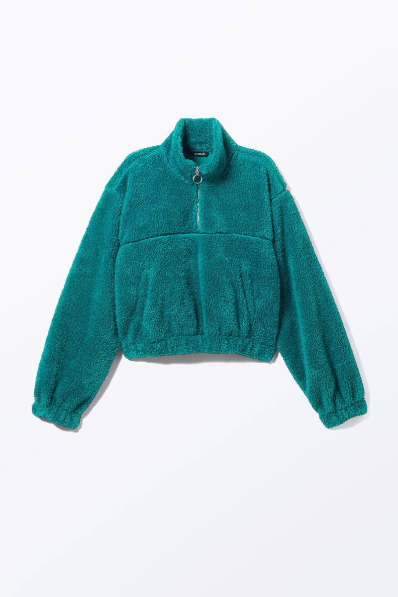 Oversized-Flauschpullover Mit Half-Zip - Türkis Blau von Monki