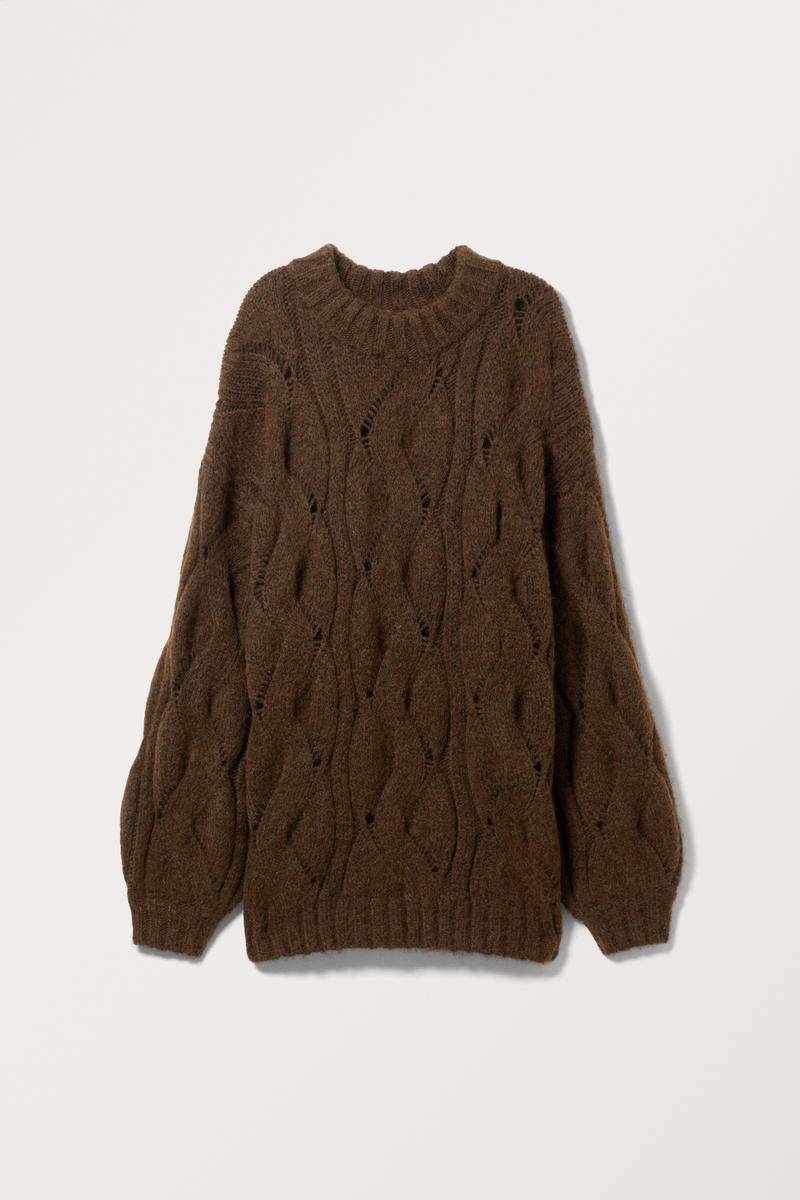 Oversized-Pullover Mit Zopfmuster - Braun von Monki