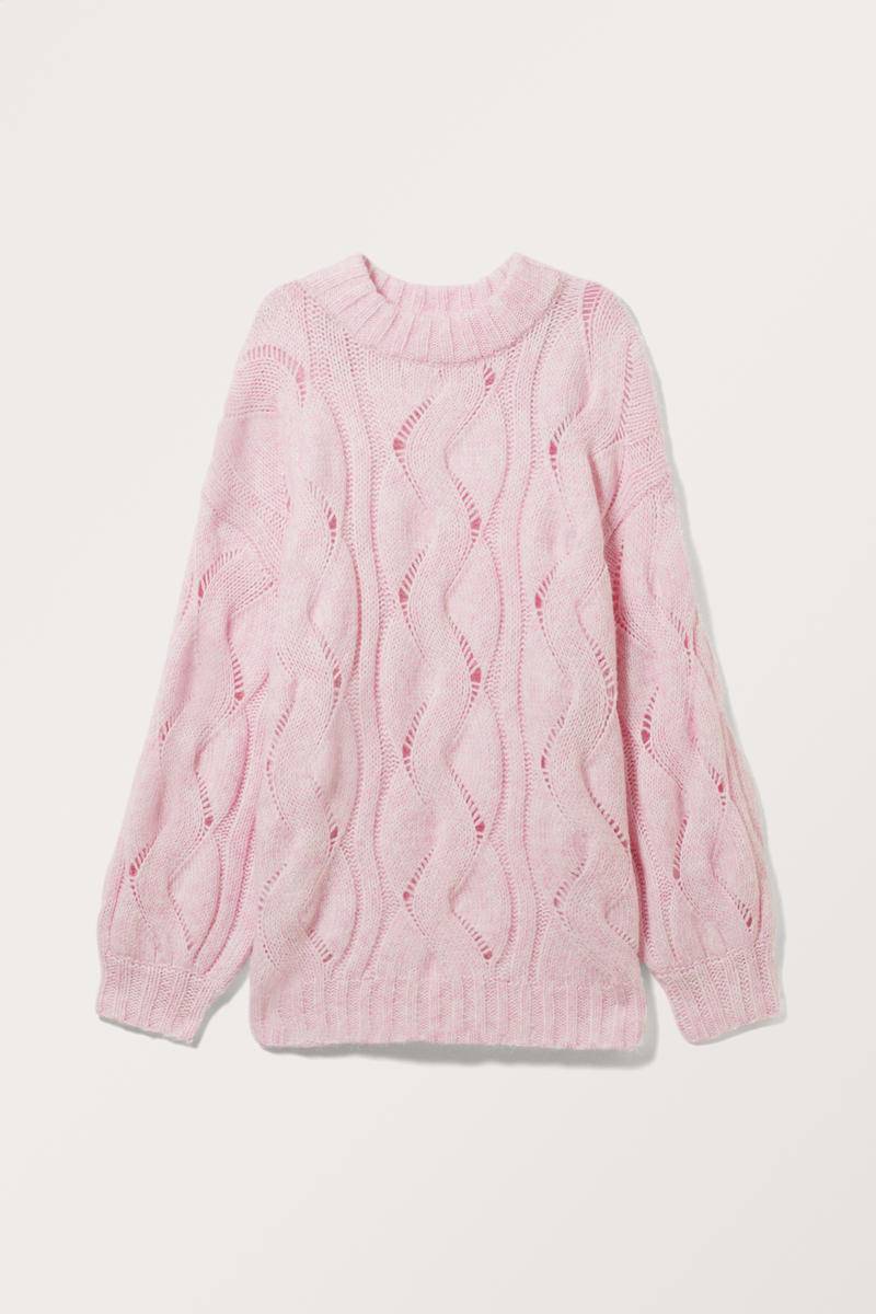 Oversized-Pullover Mit Zopfmuster - Rosa von Monki