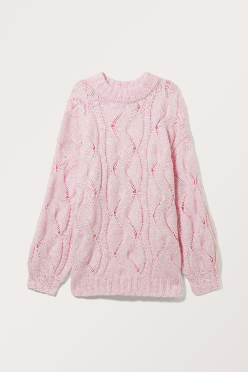 Oversized-Pullover Mit Zopfmuster - Rosa von Monki