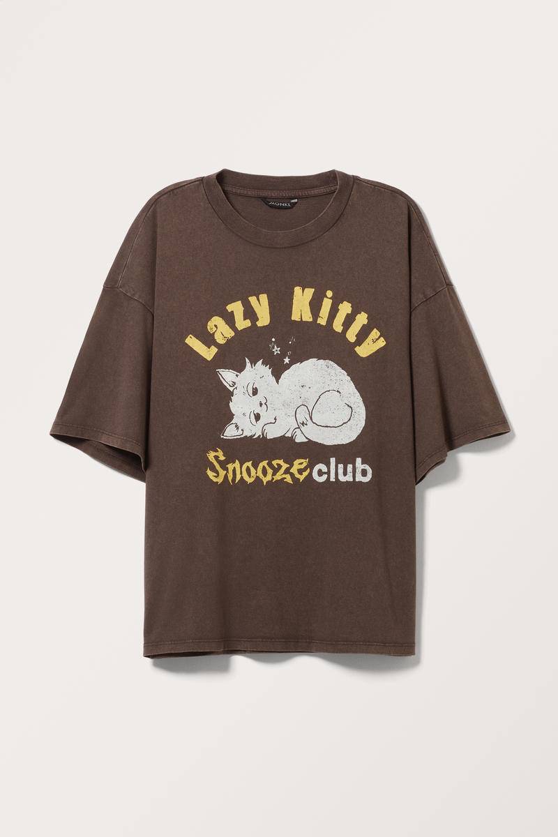 Oversized T-Shirt Im Washed-Look - Braun von Monki