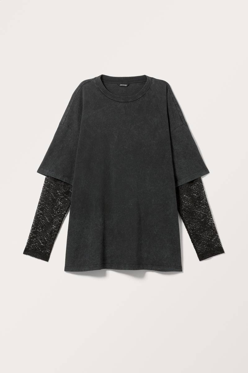 Oversized-T-Shirt Mit Doppelten Ärmeln - Schwarz von Monki