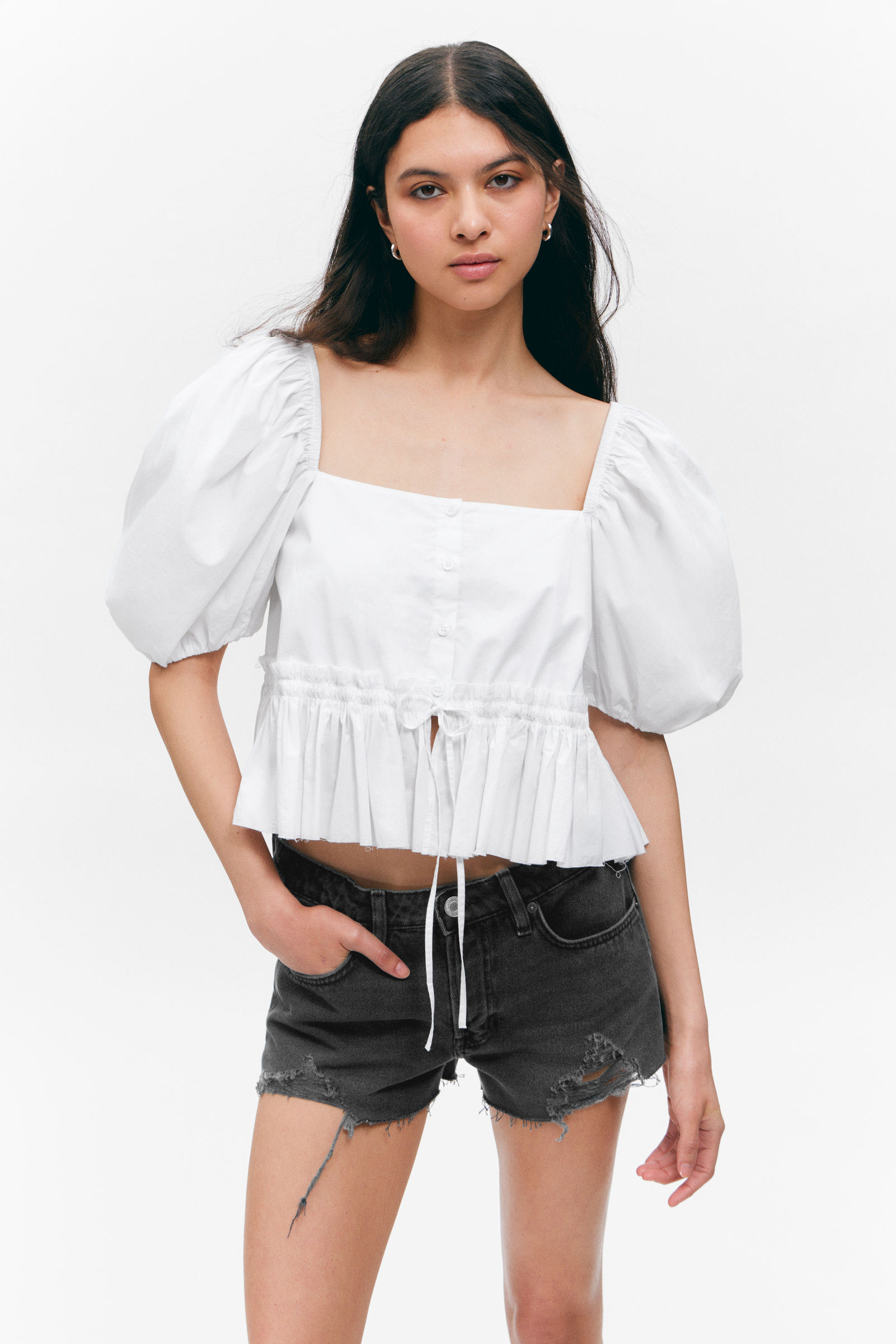 Peplum Cotton Poplin Blouse von Monki