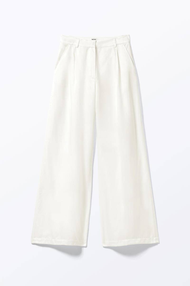 Plissierte Anzughose Mit Hohem Bund & Weitem Bein - Weiß von Monki
