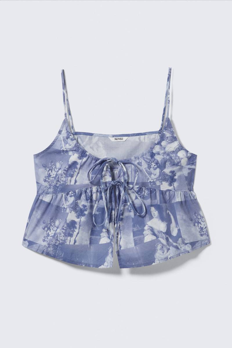 Printed Cotton Poplin Tie-Front Pyjama Top von Monki