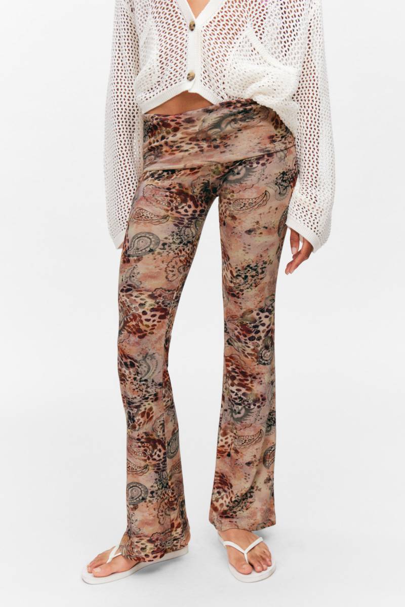 Printed Low Waist Flared Pyjama Trousers von Monki