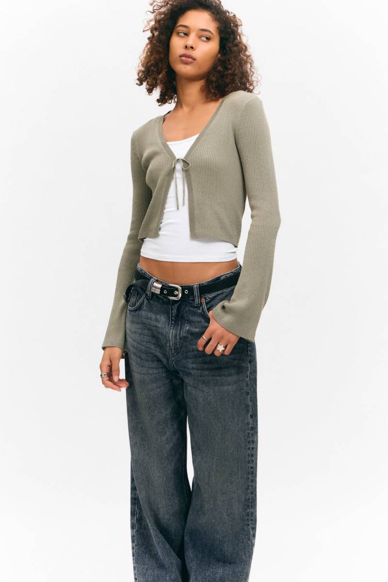 Ribbed Tie-Front Cardigan von Monki