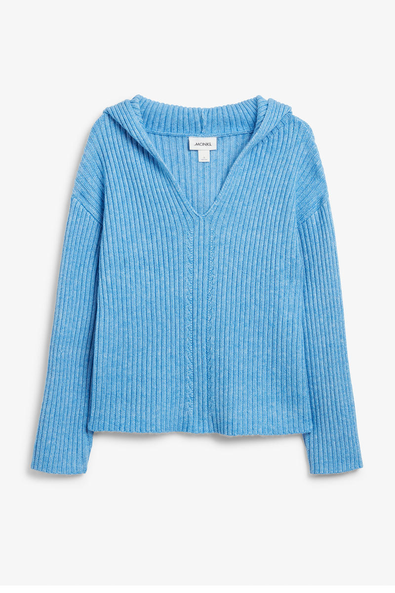 Rippstrick-Kapuzenpullover Aus Wollmischung - Blau von Monki