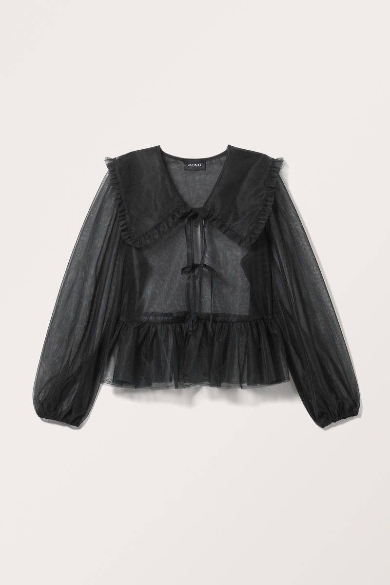 Schößchenbluse Aus Popeline-Baumwolle - Schwarz von Monki