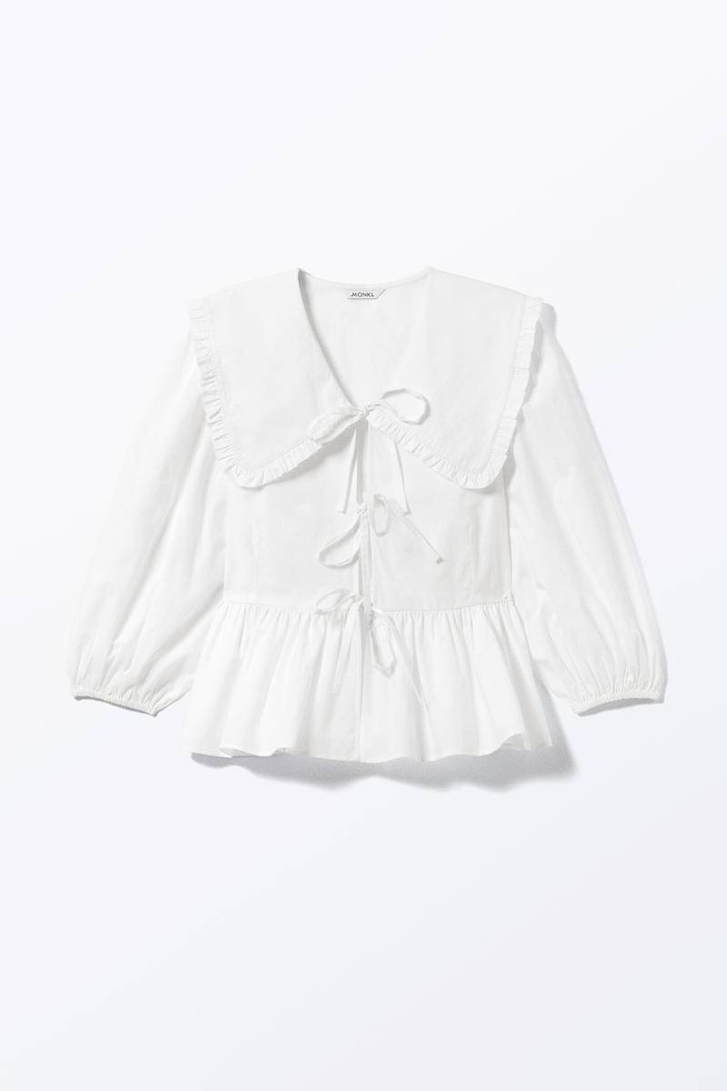 Schößchenbluse Aus Popeline-Baumwolle - Weiß von Monki