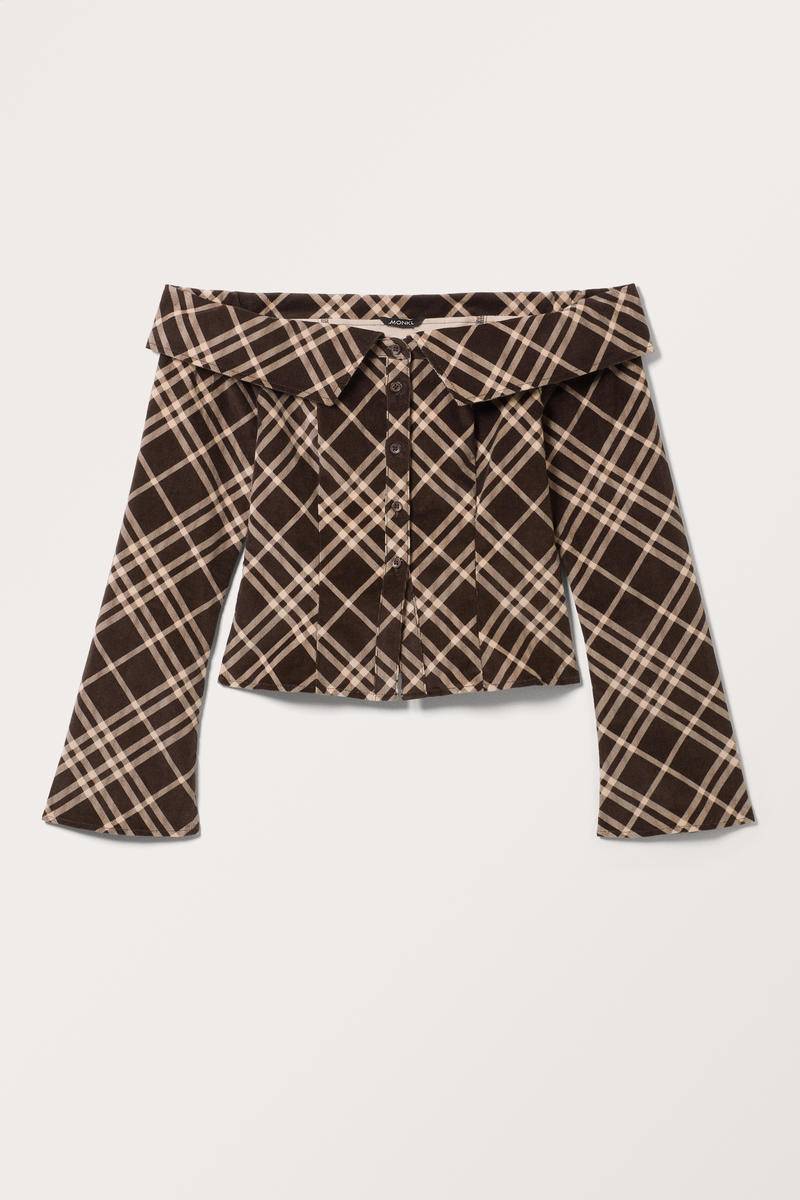 Schulterfreies Cordhemd - Braun von Monki