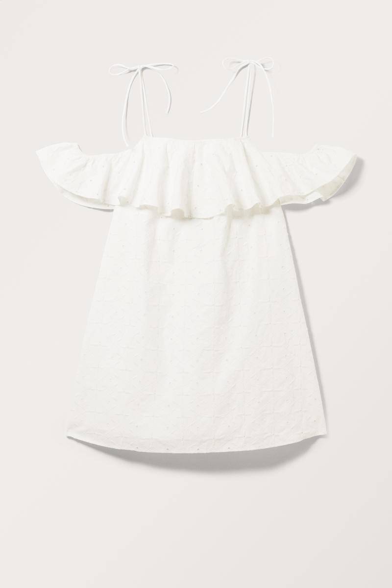 Schulterfreies Mini-Babydoll-Kleid - Weiß von Monki