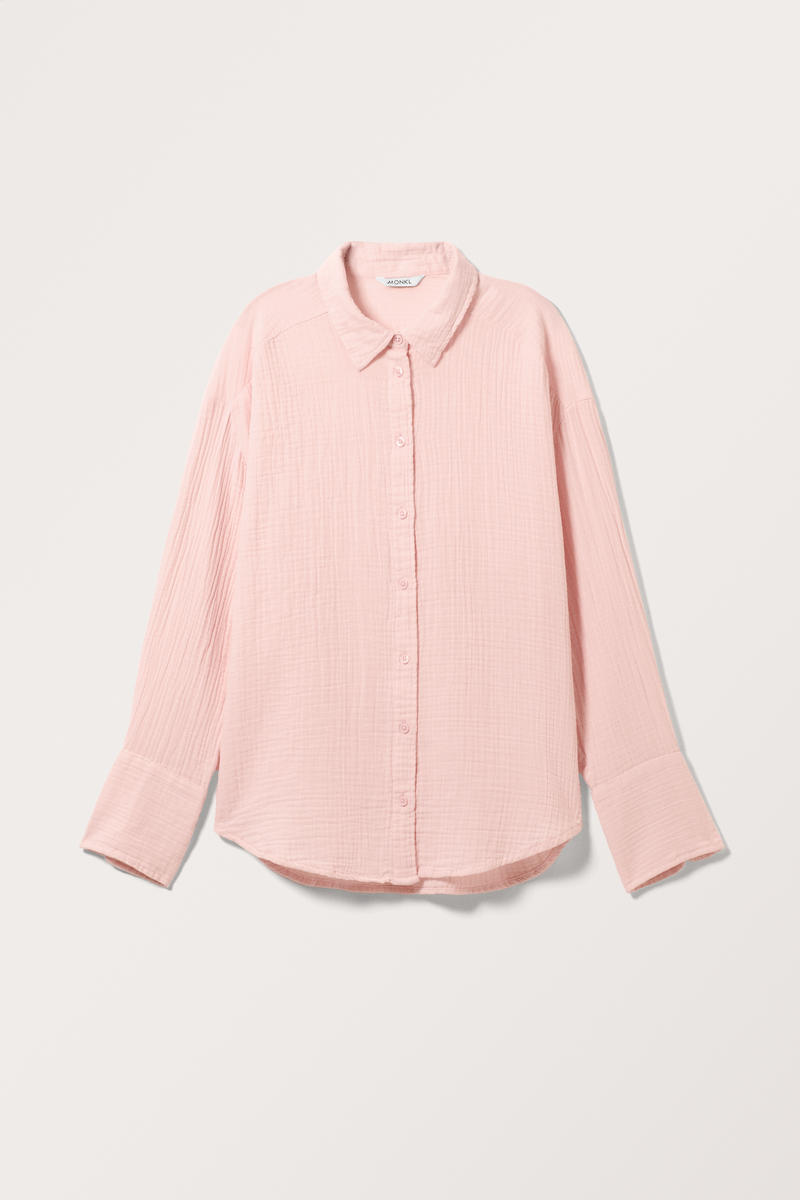 Seersucker-Hemd Mit Langen Ärmeln - Rosa von Monki