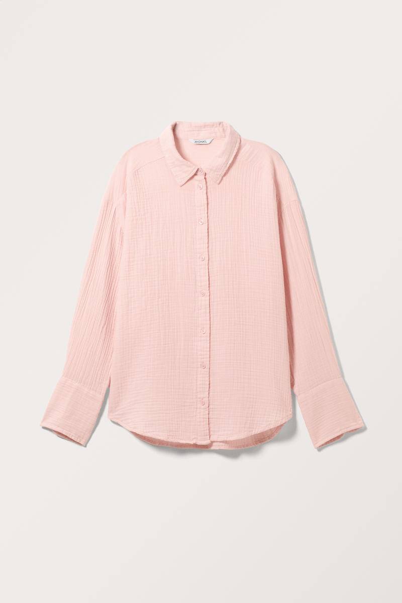 Seersucker-Hemd Mit Langen Ärmeln - Rosa von Monki