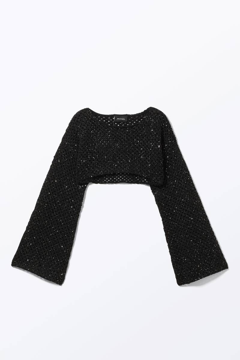 Strick-Bolero Mit U-Boot-Ausschnitt Und Pailletten - Schwarz von Monki
