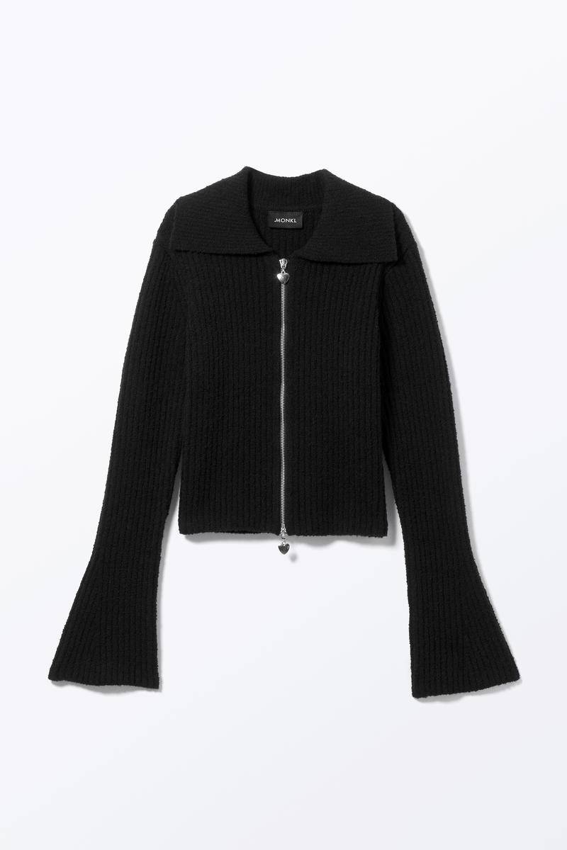 Strick-Cardigan Mit Reißverschluss - Schwarz von Monki