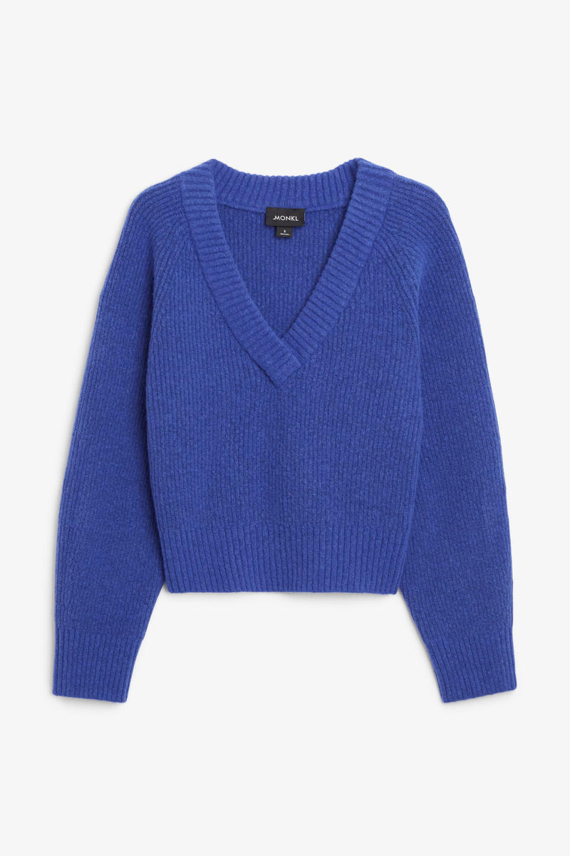 Strickpullover Mit V-Ausschnitt - Blau von Monki