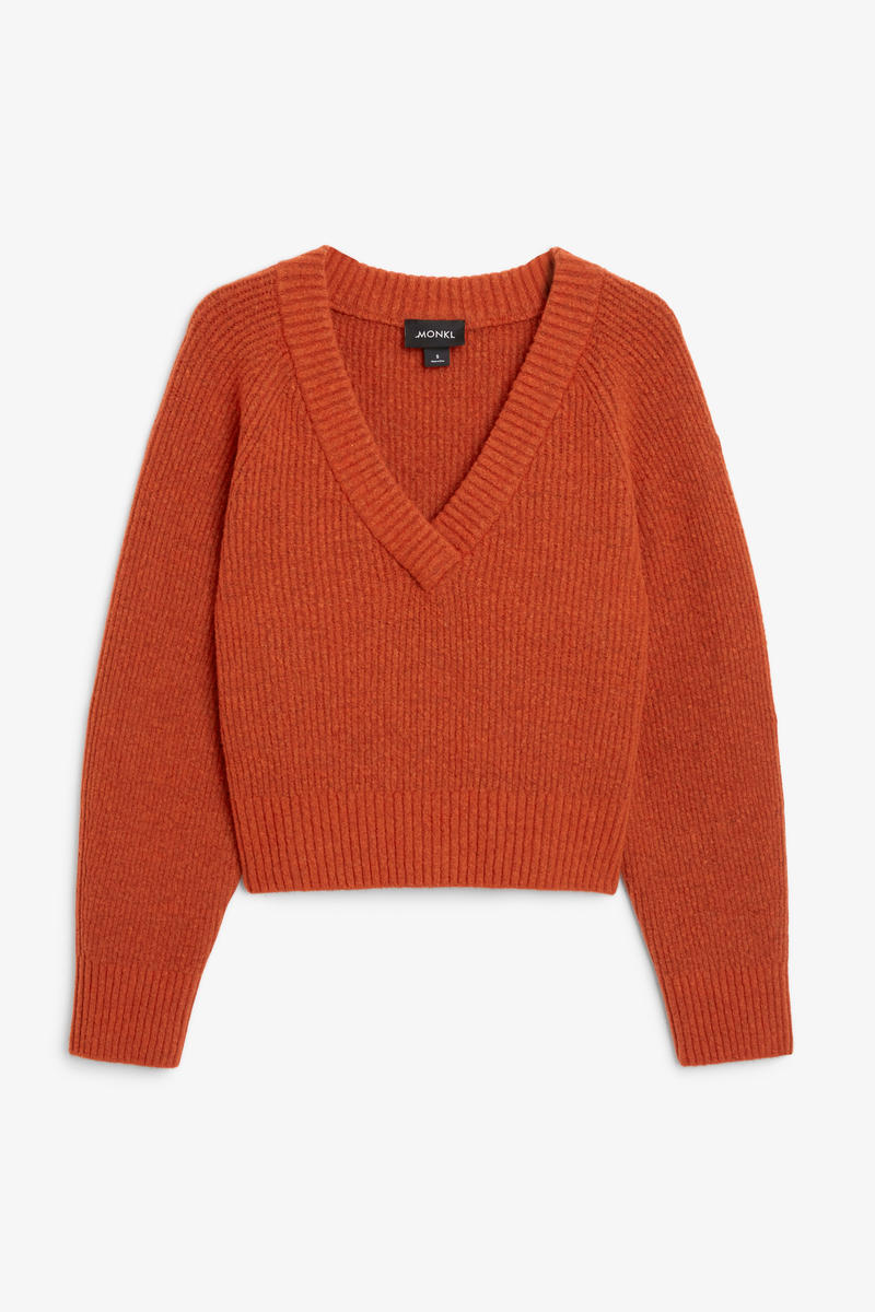 Strickpullover Mit V-Ausschnitt - Rot von Monki