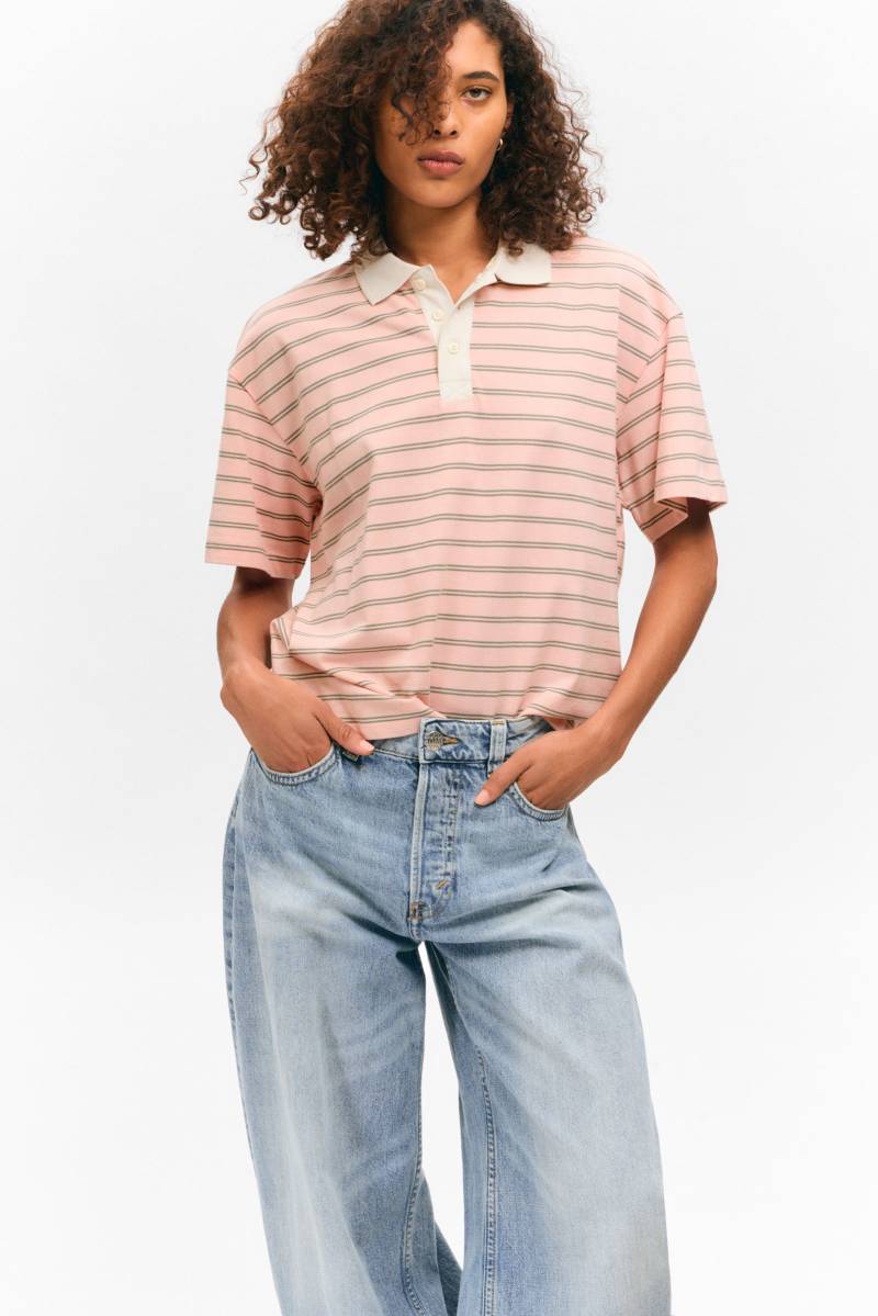 Striped Relaxed Fit Polo Shirt von Monki