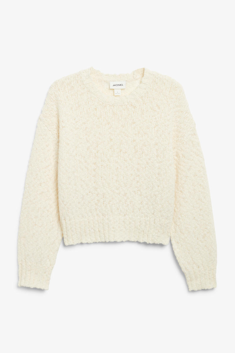 Strukturierter Strickpullover - Weiß von Monki