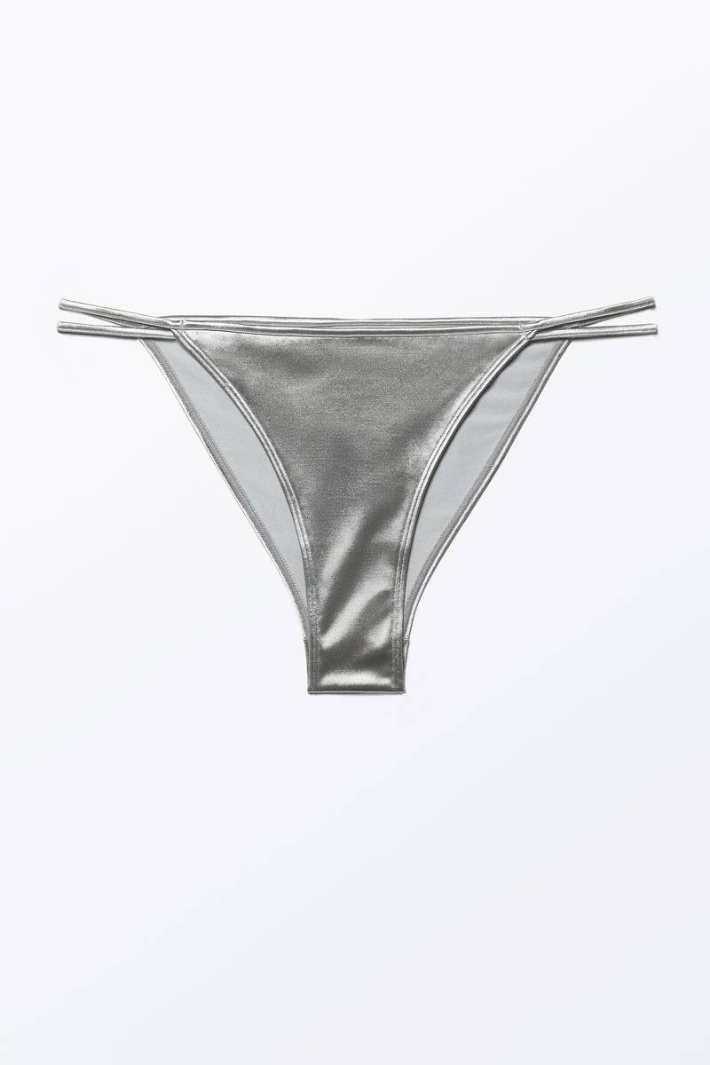 Tanga-Bikinihöschen In Metallic-Optik - Grau von Monki