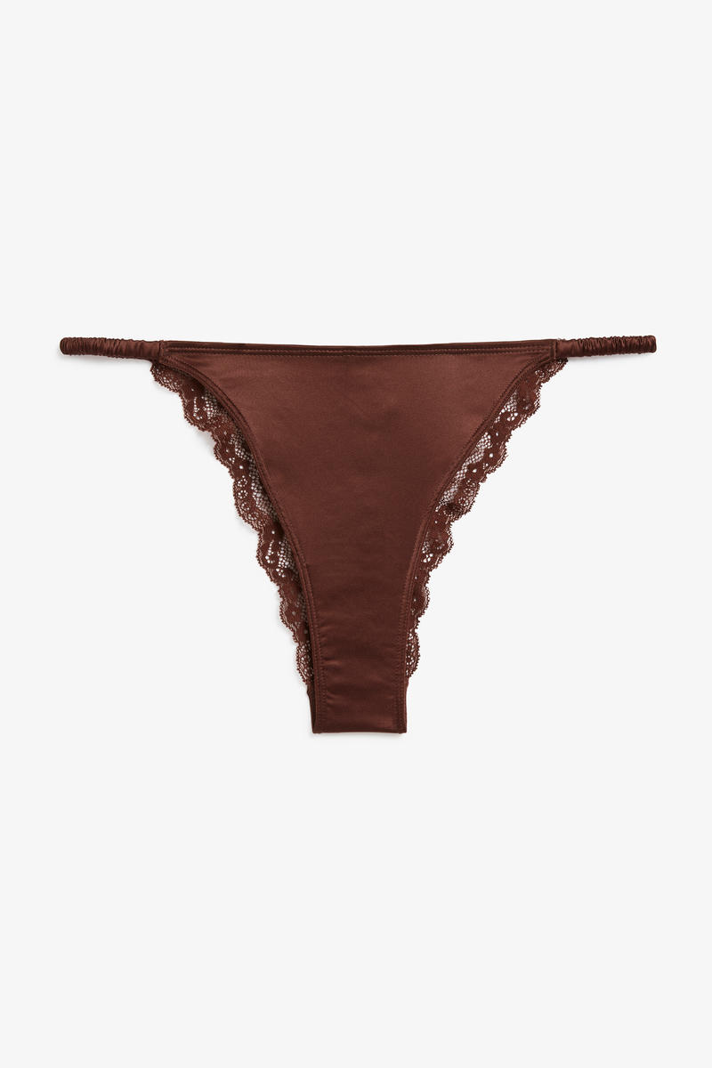 Tanga-Slip Aus Satin - Braun von Monki