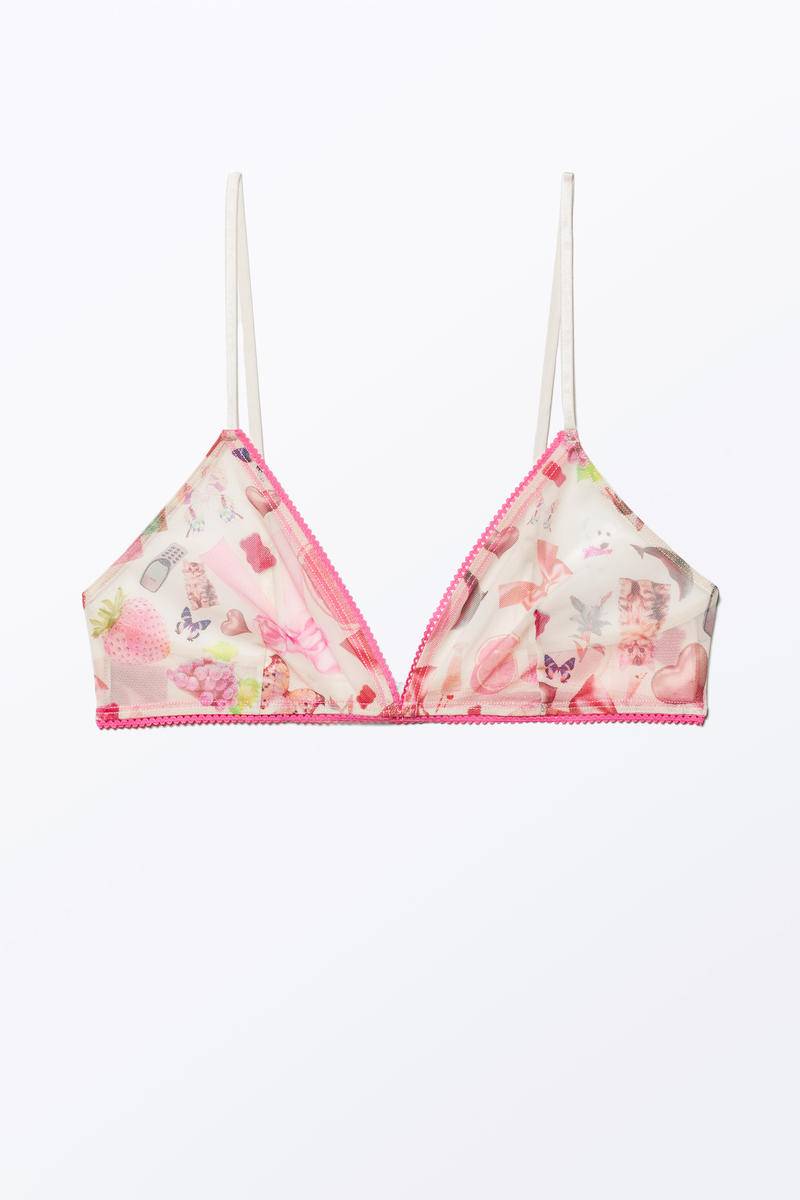 Transparenter Bedruckter Mesh-Bh - Weiß von Monki