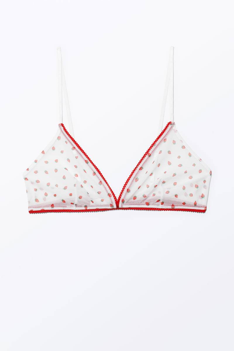 Transparenter Bedruckter Mesh-Bh - Weiß von Monki