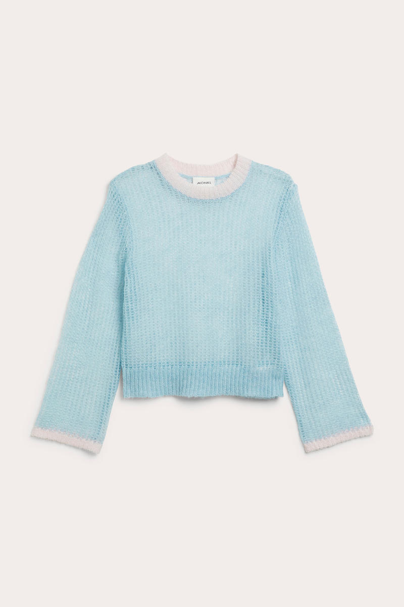 Transparenter Oversized-Strickpullover - Blau Mehrfarbig von Monki