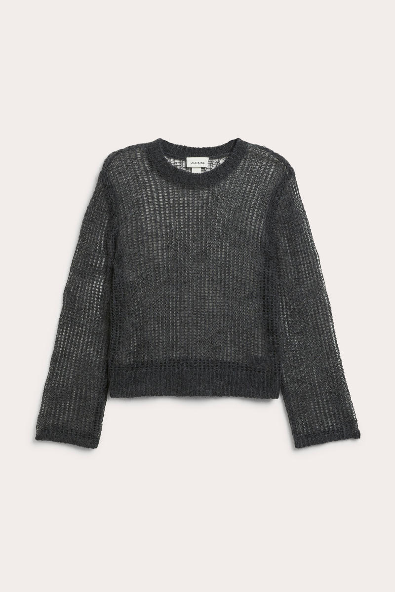 Transparenter Oversized-Strickpullover - Grau von Monki