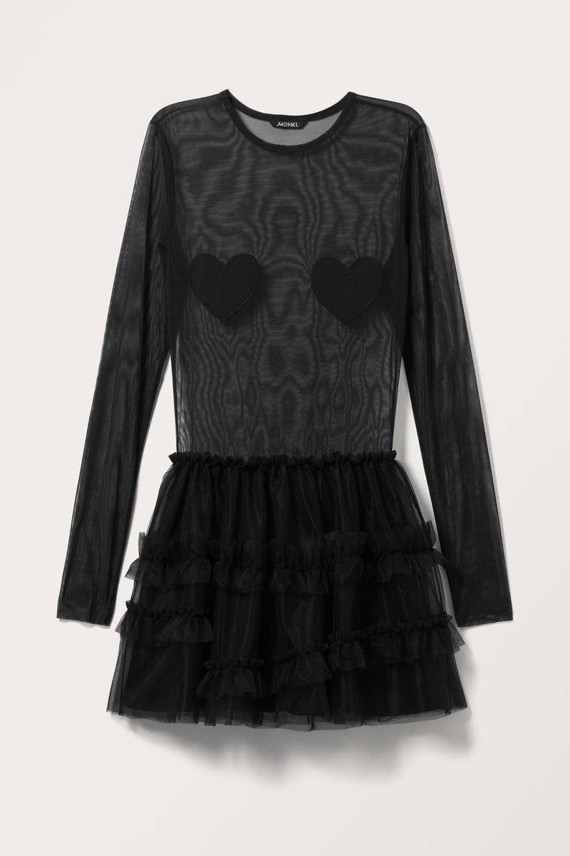 Transparentes Herz-Minikleid - Schwarz von Monki