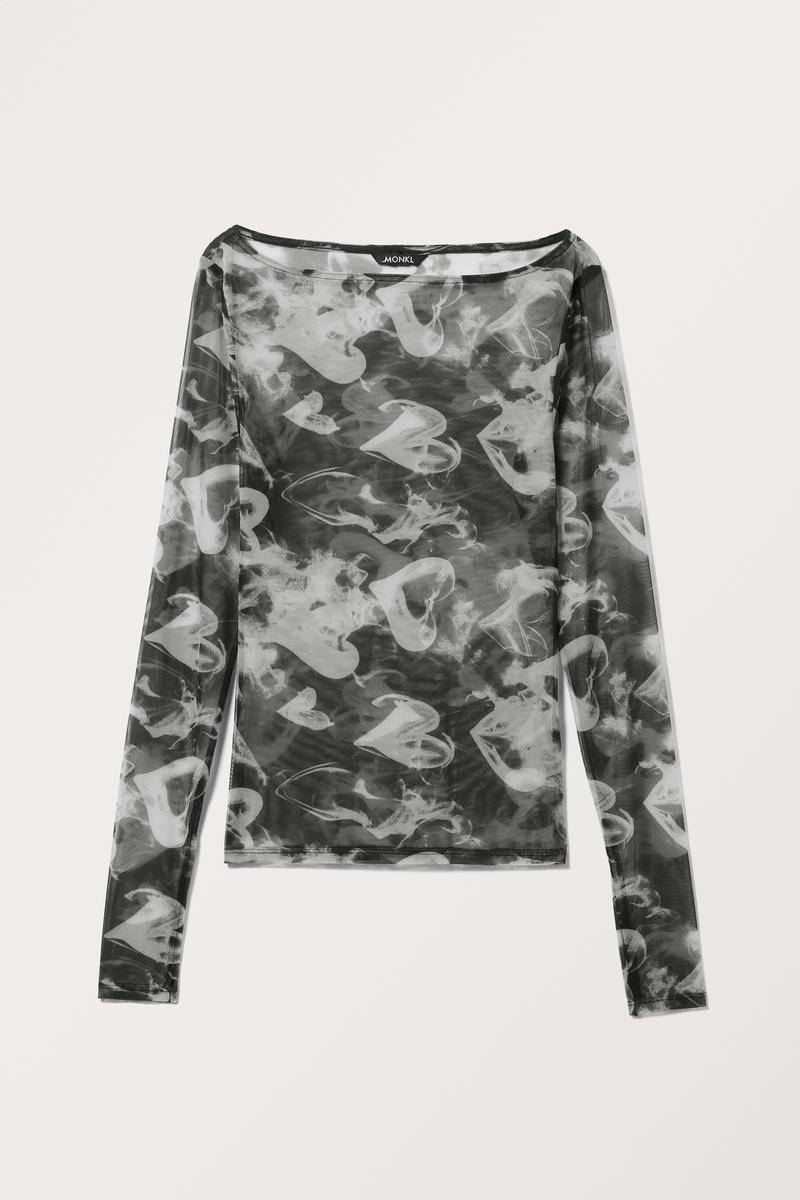 Transparentes Langarm-Top Mit U-Boot-Ausschnitt - Schwarz von Monki